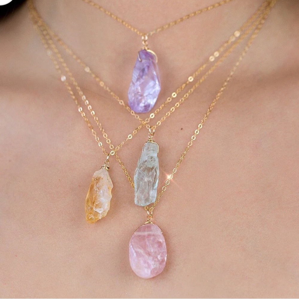 Buddha Blossom Raw Crystal Nugget Necklace in 14k Gold Filled